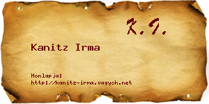 Kanitz Irma névjegykártya